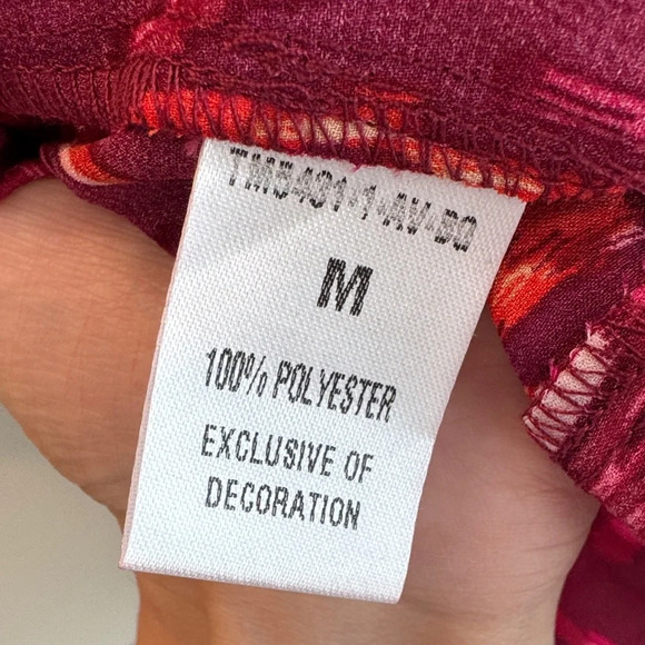 THML Burgundy Breanna Abstract Print Blouse Puff Sleeve - Picture 8 of 10